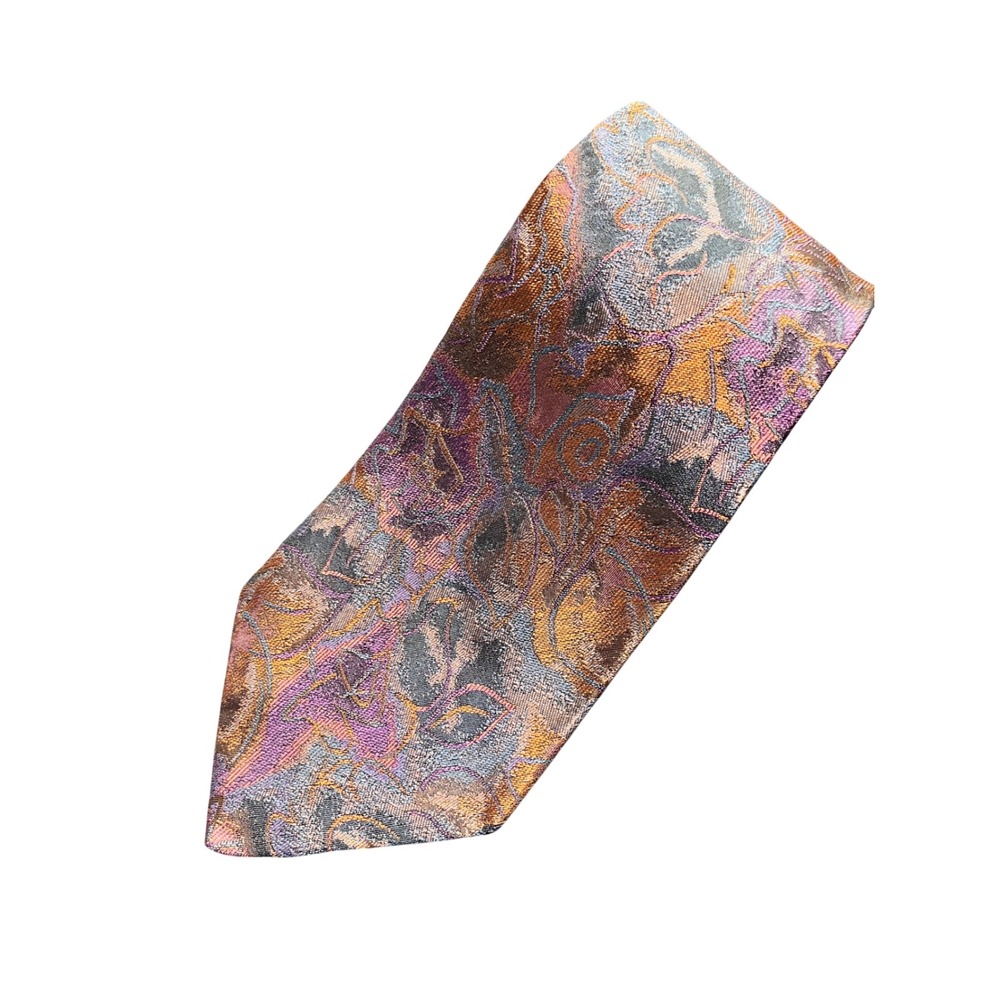 Vtg Missoni Cravatte Silk Tie Purple Orange Abstract‎ Floral Made in Italy Lux